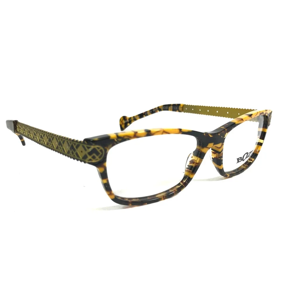 BOZ Eyeglasses Frames ZIGGY 9955 Brown Marble Matte Gold Argyle Arms 53-15-137
